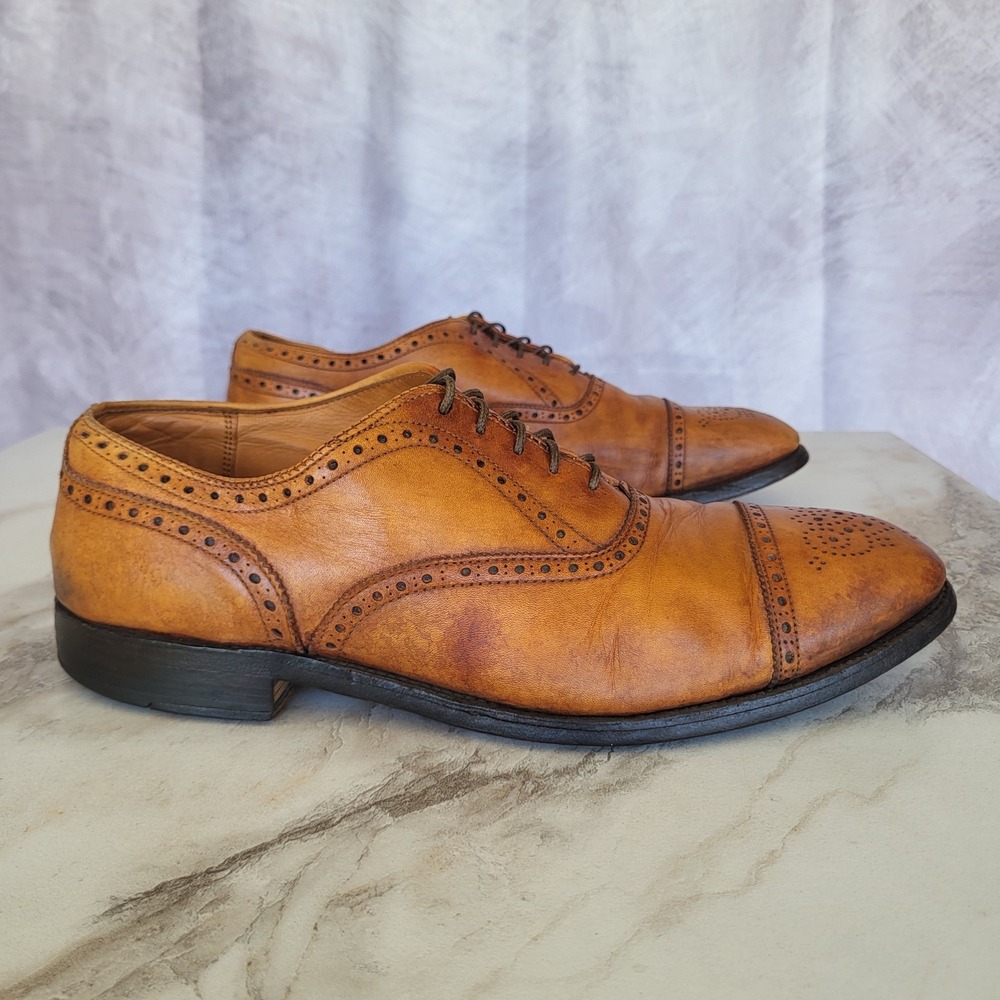 Alden Brogue Cap Toe Oxford Dress Shoes British Tan Size 11.5 D US Men's